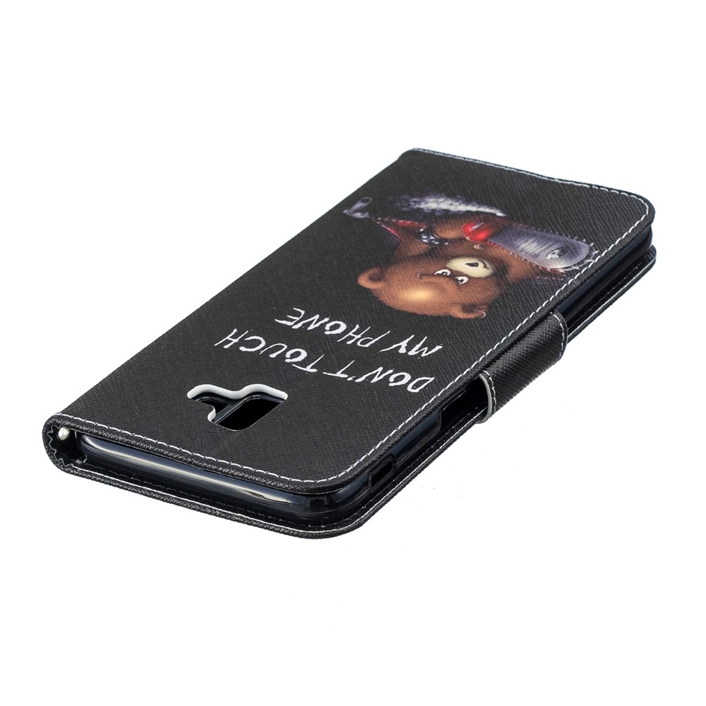 Carteira Modelada Suporte Capa De Telefone De Couro Para Samsung Galaxy J6 + / J6 Prime - Urso Pardo E Não Toque No Meu Telefone-7