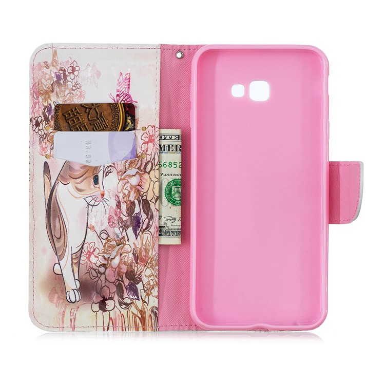 Pattern Printing Wallet Stand Leather Cover for Samsung Galaxy J4+ / J4 Prime - Cat and Flower-8