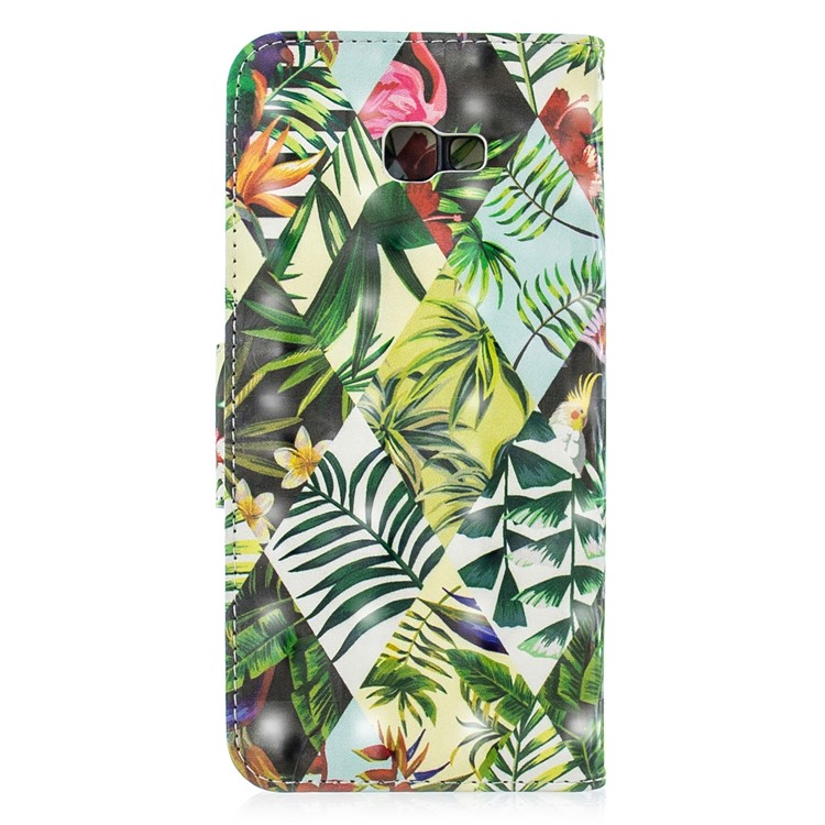 Patterned Wallet Stand Leather Mobile Shell for Samsung Galaxy J4+ / J4 Prime - Flower and Leaf-3