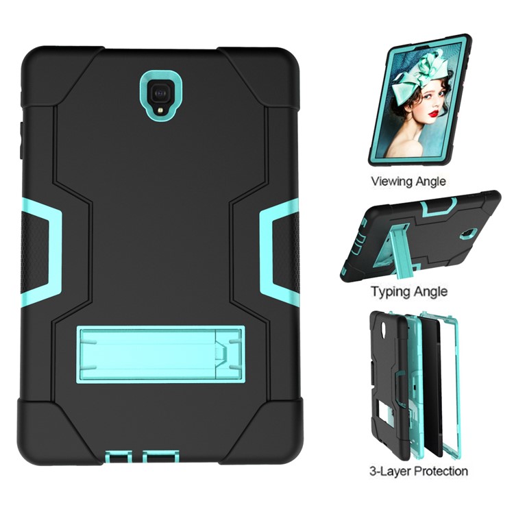 Funda Híbrida Para PC + Silicona Híbrida Para Samsung Galaxy Tab S4 10.5 T830 T835 - Cian / Negro-3