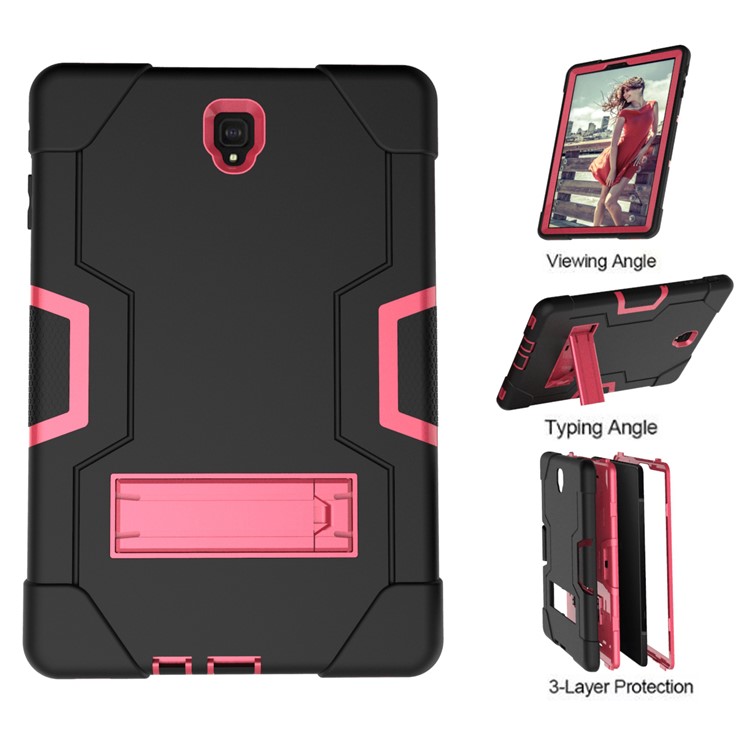 Cubierta De Tableta De Soporte Híbrido PC + Silicona Híbrida Para Samsung Galaxy Tab S4 10.5 T830 T835 - Rosa / Negro-2