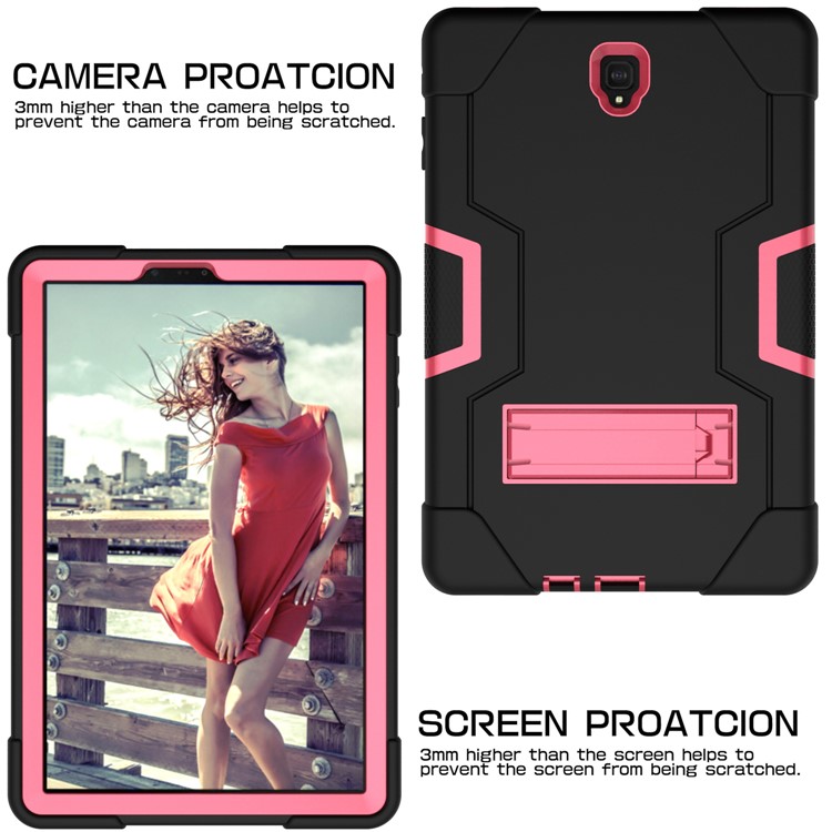 Cubierta De Tableta De Soporte Híbrido PC + Silicona Híbrida Para Samsung Galaxy Tab S4 10.5 T830 T835 - Rosa / Negro-5