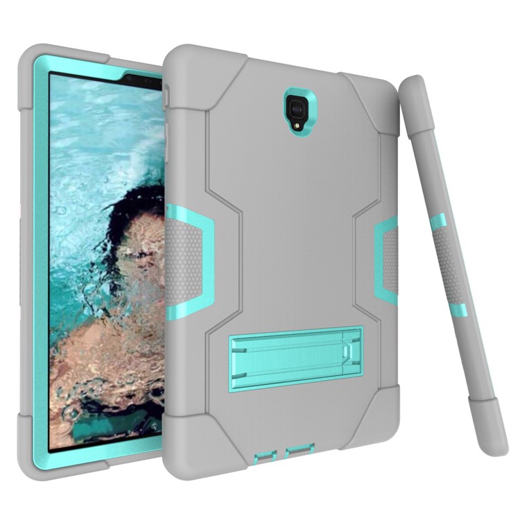 Carcasa Híbrida De La Tableta Kickstand De PC + Silicona Para Samsung Galaxy Tab S4 10.5 T830 T835 - Cian / Gris-2