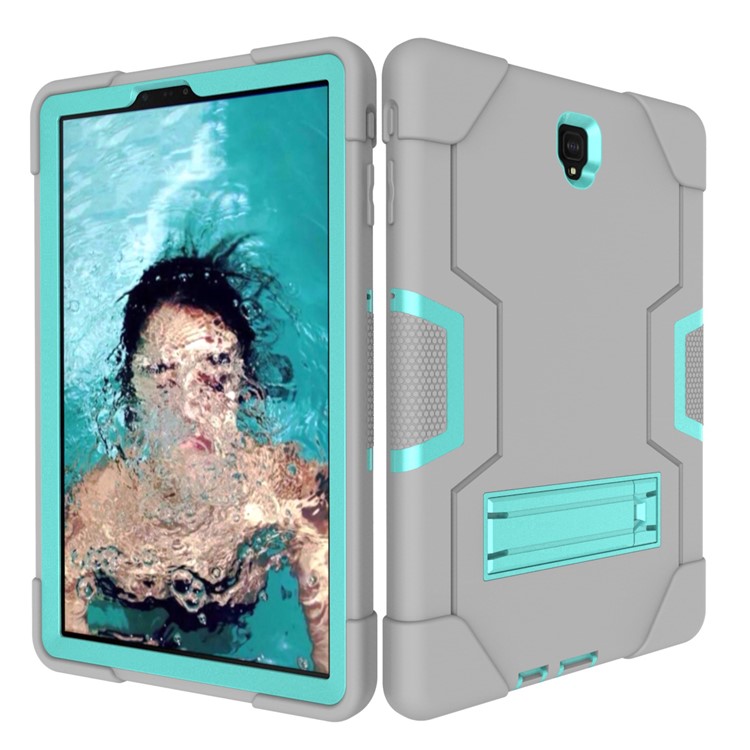Carcasa Híbrida De La Tableta Kickstand De PC + Silicona Para Samsung Galaxy Tab S4 10.5 T830 T835 - Cian / Gris-7