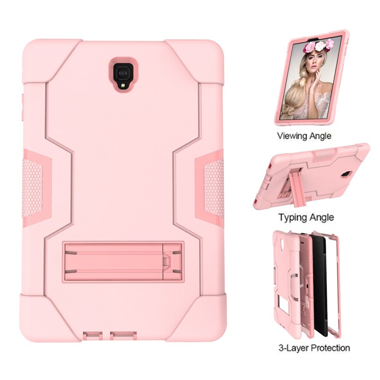 Cáscara De La Tableta Kickstand De PC + Silicona Híbrida Para Samsung Galaxy Tab S4 10.5 T830 T835 - Rosado-3
