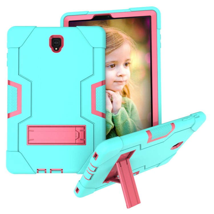 Funda Híbrida De Kickstand Híbrido De PC + Silicona Para Samsung Galaxy Tab S4 10.5 T830 T835 - Rosa / Cian-1