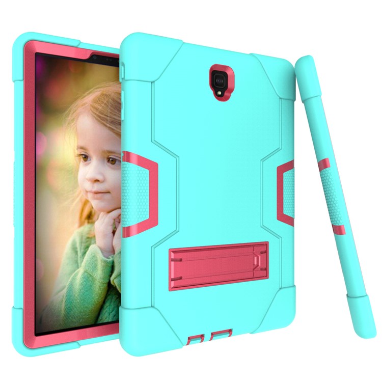 Funda Híbrida De Kickstand Híbrido De PC + Silicona Para Samsung Galaxy Tab S4 10.5 T830 T835 - Rosa / Cian-2