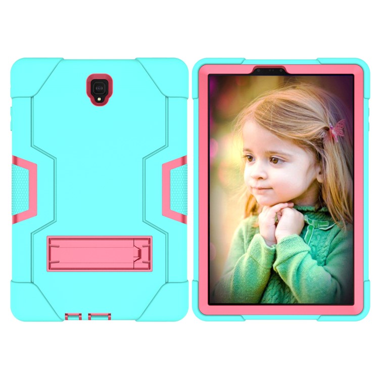 Funda Híbrida De Kickstand Híbrido De PC + Silicona Para Samsung Galaxy Tab S4 10.5 T830 T835 - Rosa / Cian-5