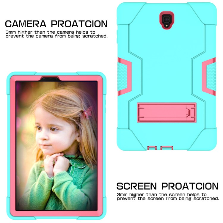 Funda Híbrida De Kickstand Híbrido De PC + Silicona Para Samsung Galaxy Tab S4 10.5 T830 T835 - Rosa / Cian-6