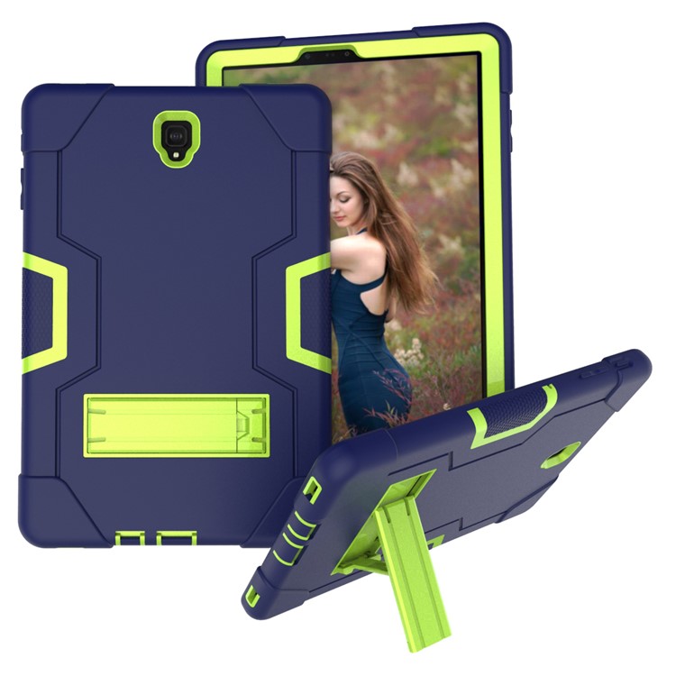 Funda Protectora De Protección Contra Soporte Híbrido De PC + Silicona Para Samsung Galaxy Tab S4 10.5 T830 T835 - Verde / Azul Oscuro-1