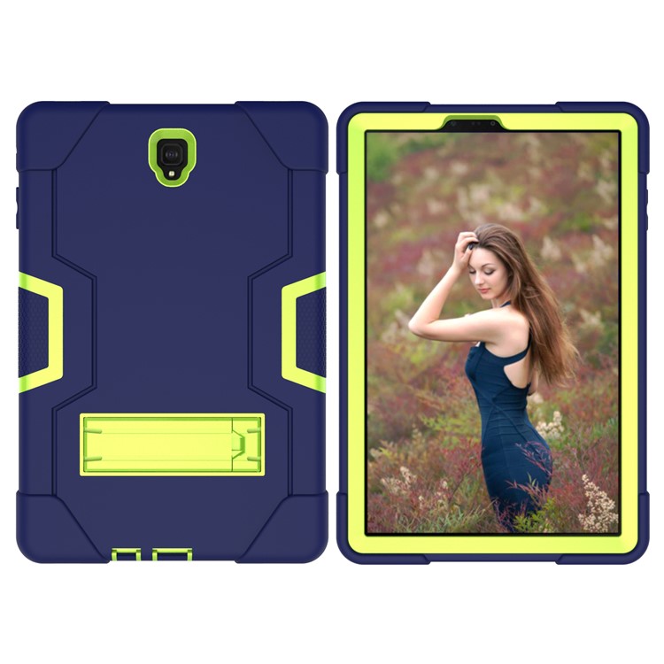 Funda Protectora De Protección Contra Soporte Híbrido De PC + Silicona Para Samsung Galaxy Tab S4 10.5 T830 T835 - Verde / Azul Oscuro-4