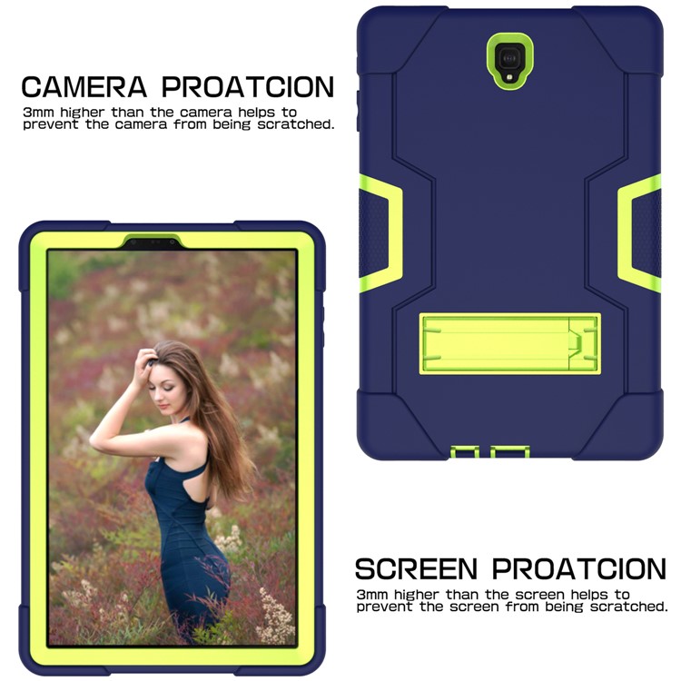 Funda Protectora De Protección Contra Soporte Híbrido De PC + Silicona Para Samsung Galaxy Tab S4 10.5 T830 T835 - Verde / Azul Oscuro-5