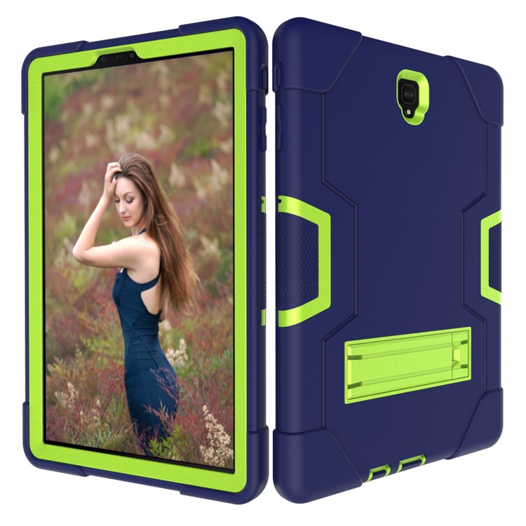 Funda Protectora De Protección Contra Soporte Híbrido De PC + Silicona Para Samsung Galaxy Tab S4 10.5 T830 T835 - Verde / Azul Oscuro-6