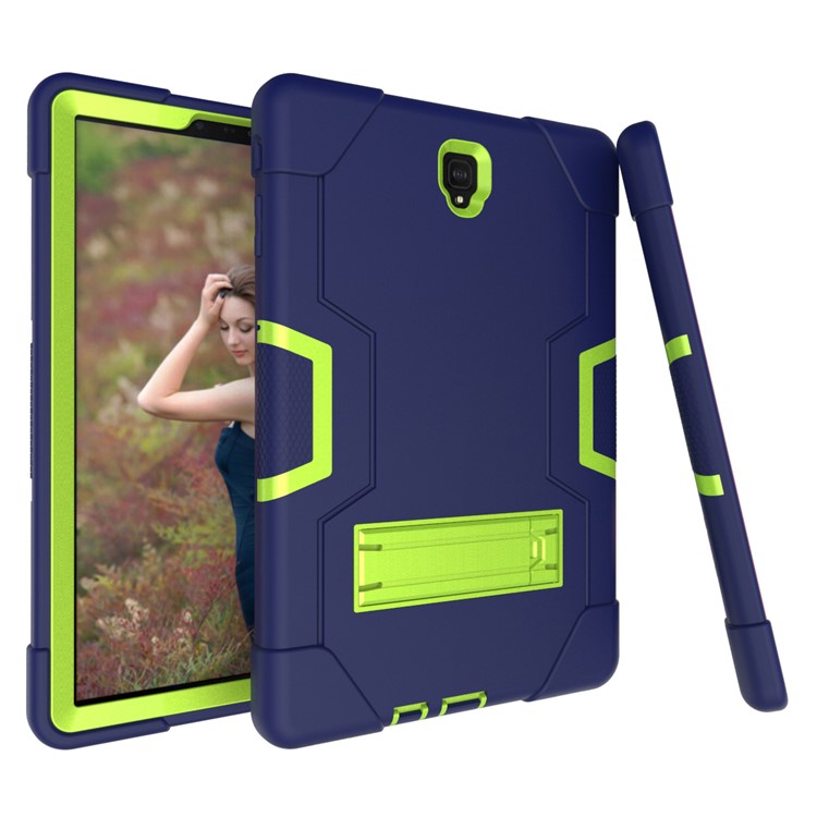 Funda Protectora De Protección Contra Soporte Híbrido De PC + Silicona Para Samsung Galaxy Tab S4 10.5 T830 T835 - Verde / Azul Oscuro-7
