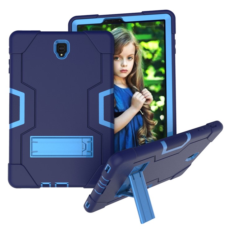 Funda Protectora De Soporte Híbrido De PC + Silicona Híbrida Para Samsung Galaxy Tab S4 10.5 T830 T835 - Bebe Azul / Azul Oscuro-1