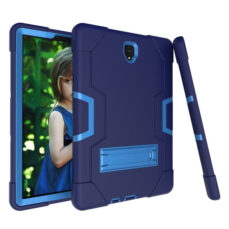 Funda Protectora De Soporte Híbrido De PC + Silicona Híbrida Para Samsung Galaxy Tab S4 10.5 T830 T835 - Bebe Azul / Azul Oscuro-2