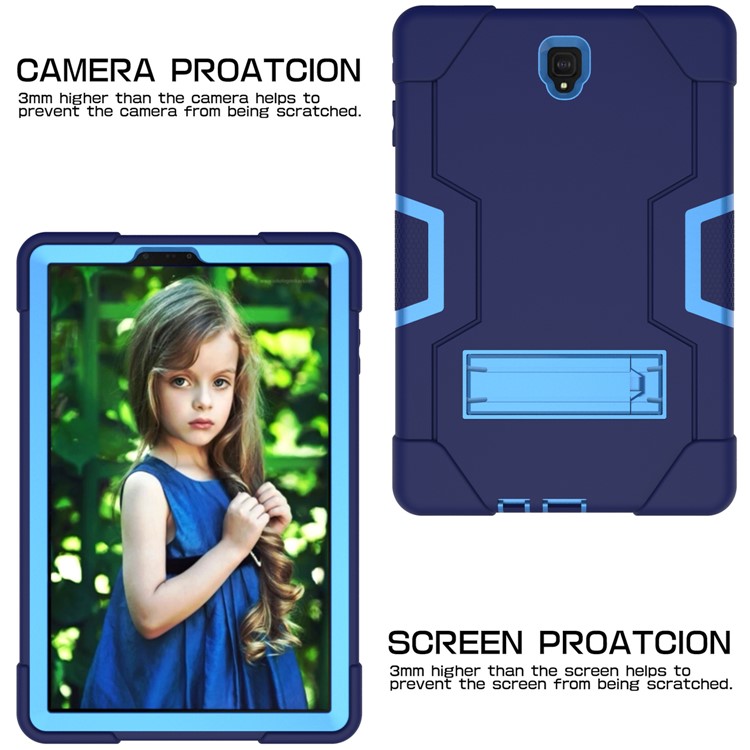 Funda Protectora De Soporte Híbrido De PC + Silicona Híbrida Para Samsung Galaxy Tab S4 10.5 T830 T835 - Bebe Azul / Azul Oscuro-6