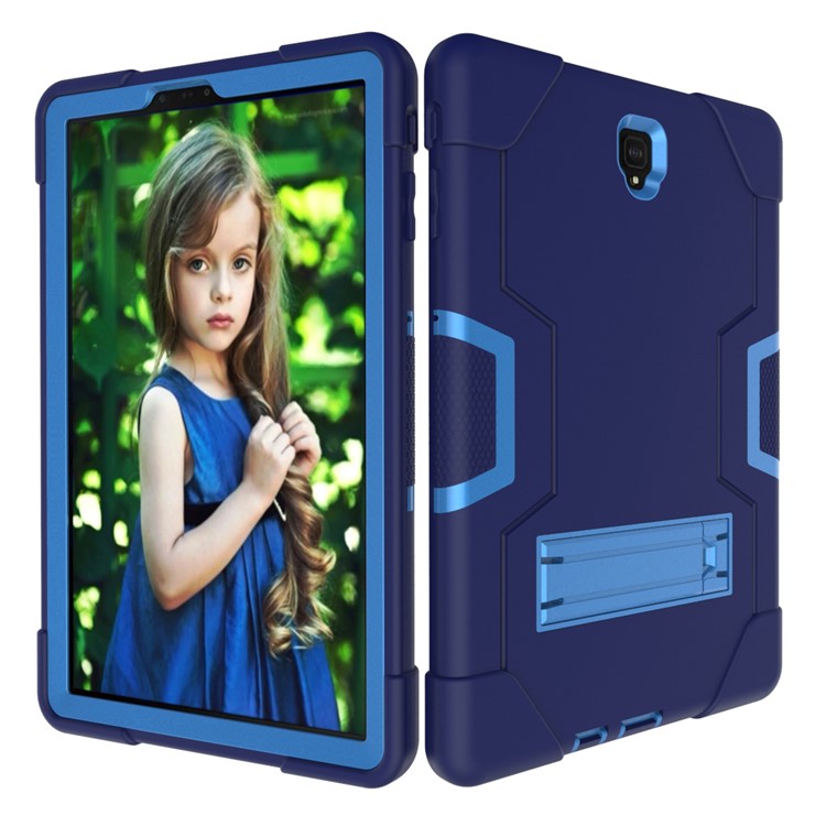 Funda Protectora De Soporte Híbrido De PC + Silicona Híbrida Para Samsung Galaxy Tab S4 10.5 T830 T835 - Bebe Azul / Azul Oscuro-7
