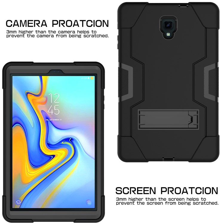 Tablet Case for Samsung Galaxy Tab A 10.5 (2018) T590 T595 Cool PC + Silicone Hybrid Kickstand Case - All Black-5