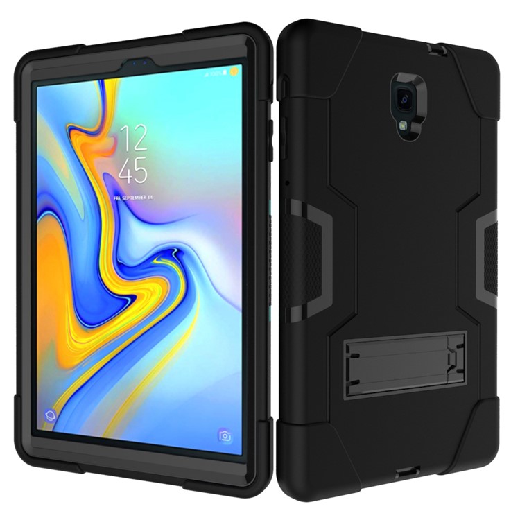 Tablet Case for Samsung Galaxy Tab A 10.5 (2018) T590 T595 Cool PC + Silicone Hybrid Kickstand Case - All Black-6