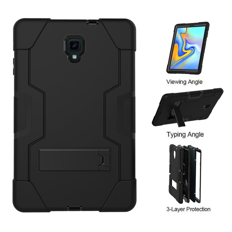 Tablet Case for Samsung Galaxy Tab A 10.5 (2018) T590 T595 Cool PC + Silicone Hybrid Kickstand Case - All Black-7