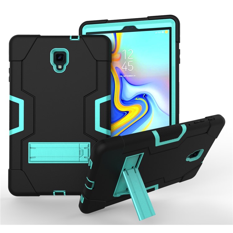 Cubierta De Tableta De Soporte Híbrido PC + Silicona Híbrida Para Samsung Galaxy Tab A 10.5 (2018) T590 T595 - Cian / Negro-1