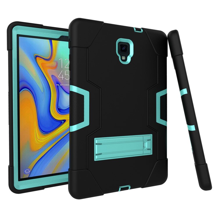Cubierta De Tableta De Soporte Híbrido PC + Silicona Híbrida Para Samsung Galaxy Tab A 10.5 (2018) T590 T595 - Cian / Negro-3
