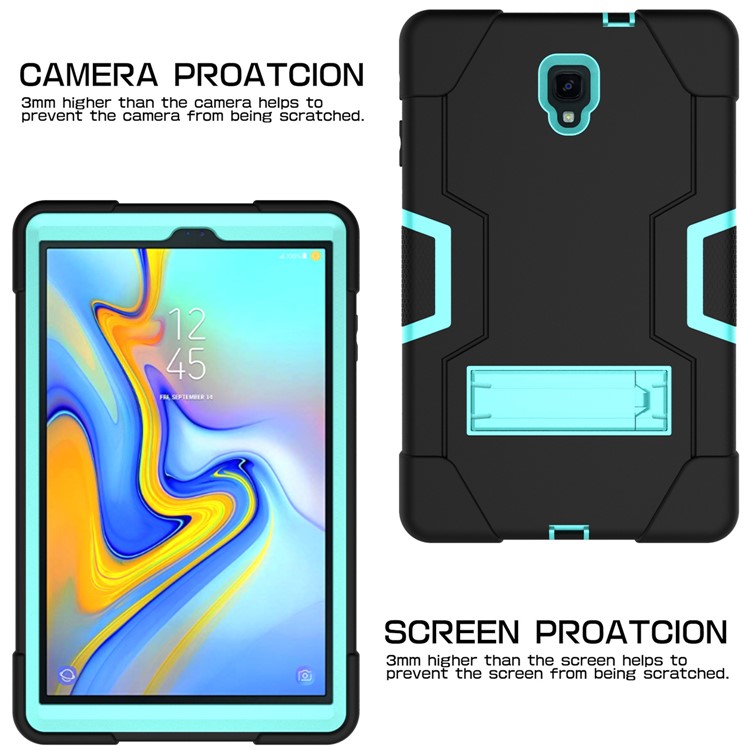 Cubierta De Tableta De Soporte Híbrido PC + Silicona Híbrida Para Samsung Galaxy Tab A 10.5 (2018) T590 T595 - Cian / Negro-6