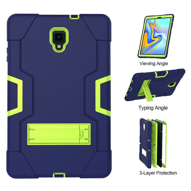 Funda Protectora Para Samsung Galaxy Tab A 10.5 (2018) T590 T595 Cool PC + Funda Híbrida De Soporte De Silicona - Verde / Azul Oscuro-2