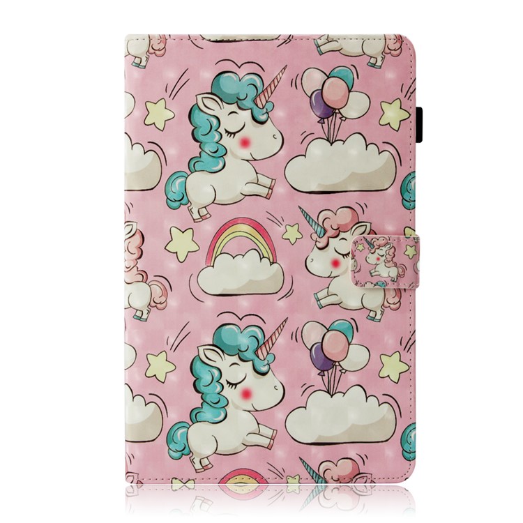 Pattern Printing Light Spot Decor Wallet Smart Leather Case for Samsung Galaxy Tab A 10.5 (2018) T590 T595 - Shy Unicorn-2