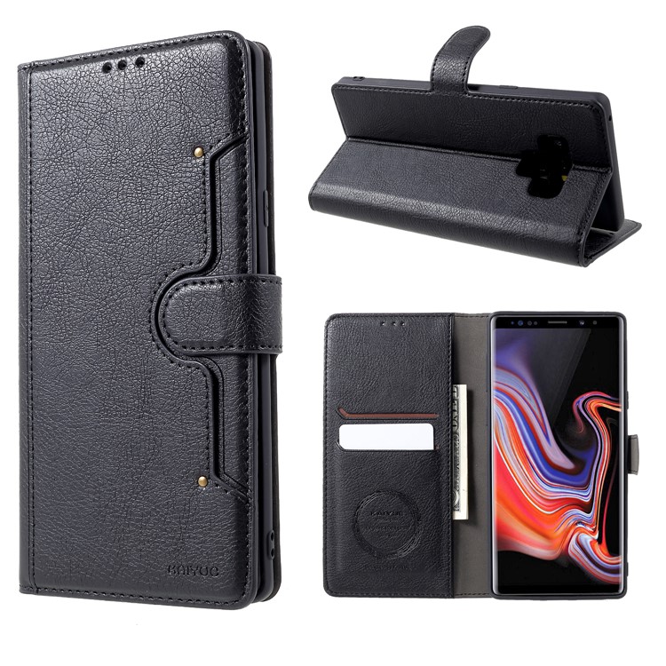 

KAIYUE Premium PU Leather Wallet Mobile Case for Samsung Galaxy Note9 N960 - Black, Galaxy Note9
