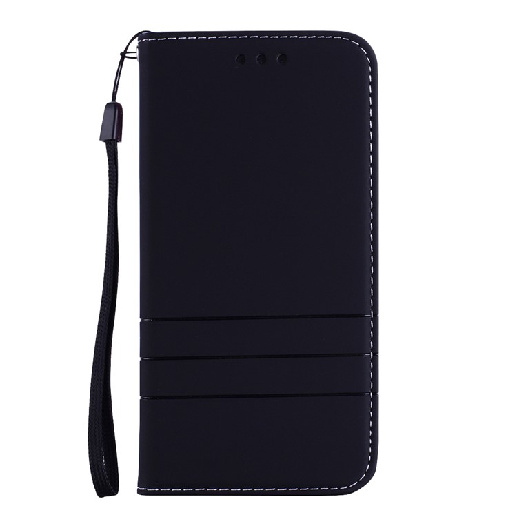 Auto-absorbed Wallet Stand Leather Case with Strap for Samsung Galaxy A6 (2018) - Black-2