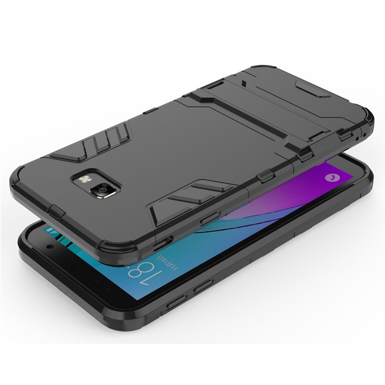 Plastic + TPU Hybrid Case with Kickstand for Samsung Galaxy J4+ - Black-6