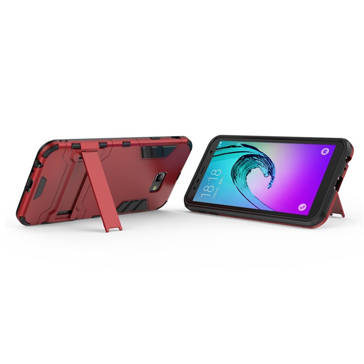 Caso De Volta De Plástico + TPU Híbrido Com Kickstand Para Samsung Galaxy J4 + - Vermelho-4