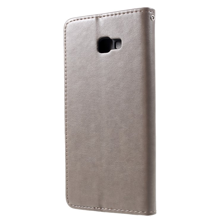 Para Samsung Galaxy J4 + Impressão Cat E Fish Bone Wallet Stand Capa De Telefone De Couro - Cinzento-2