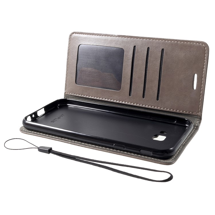 Para Samsung Galaxy J4 + Impressão Cat E Fish Bone Wallet Stand Capa De Telefone De Couro - Cinzento-5
