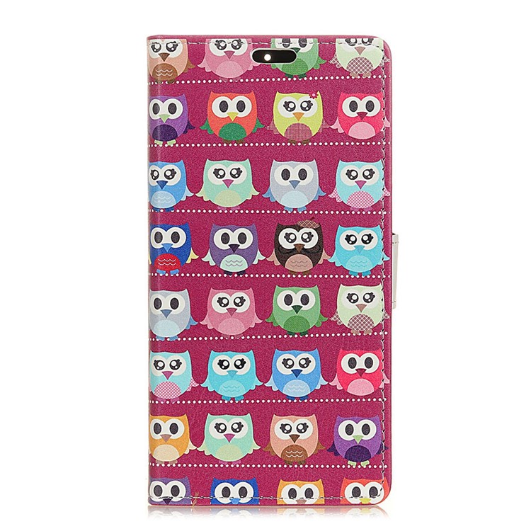 Pattern Printing Wallet Stand Leather Cover for Samsung Galaxy A7 (2018) - Lovely Little Owls-2