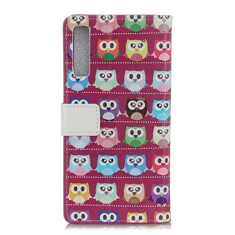 Pattern Printing Wallet Stand Leather Cover for Samsung Galaxy A7 (2018) - Lovely Little Owls-3