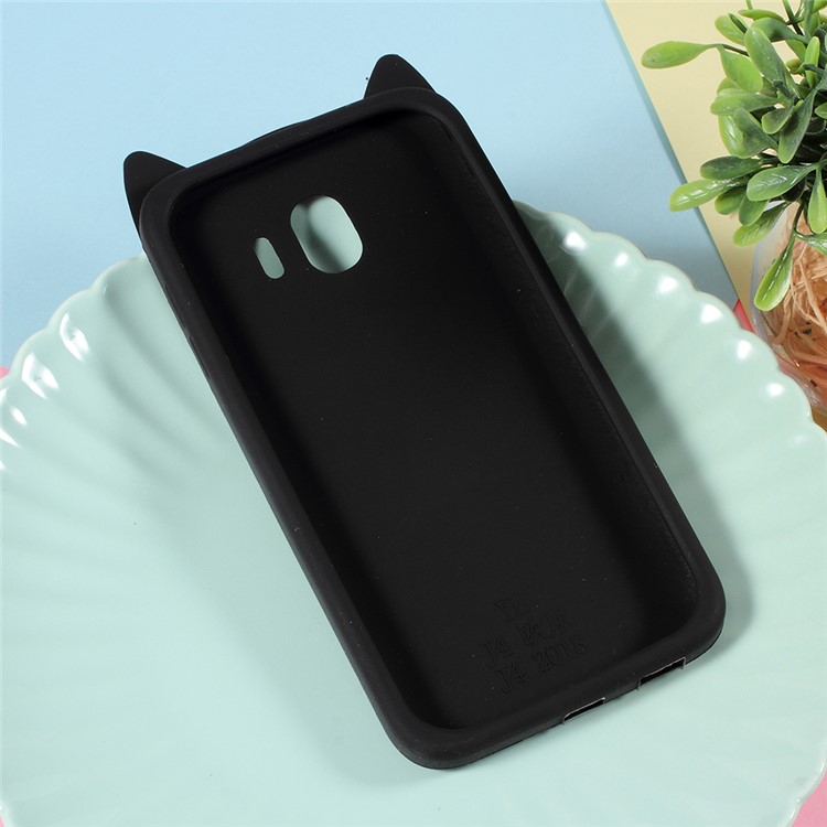 3D Moustache Cat Silicone Cover Case for Samsung Galaxy J4 (2018) - Black-2