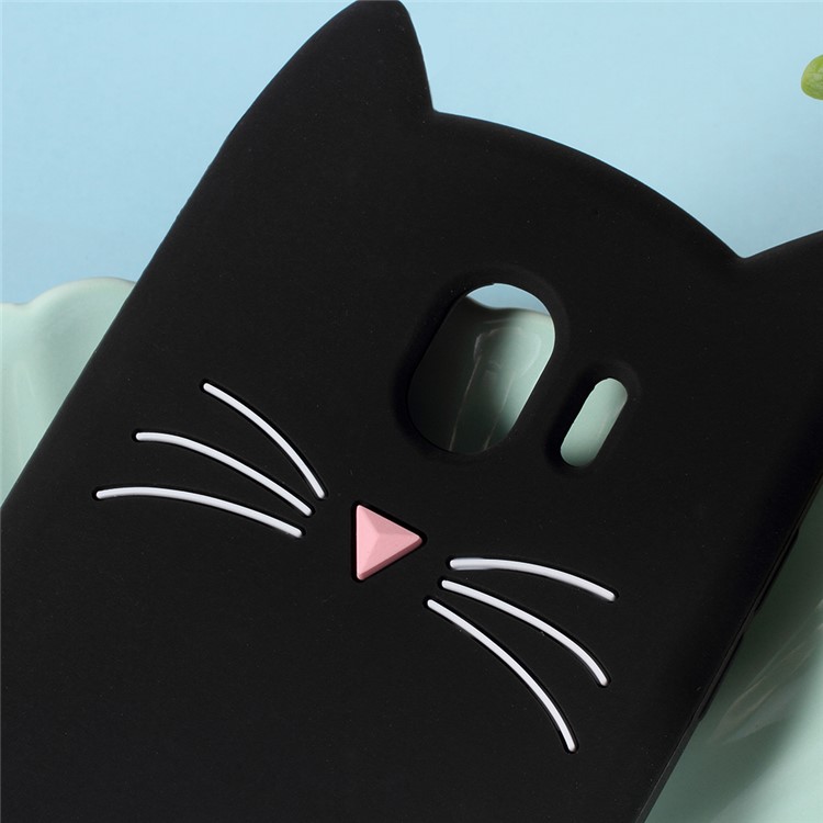 3D Moustache Cat Silicone Cover Case for Samsung Galaxy J4 (2018) - Black-3