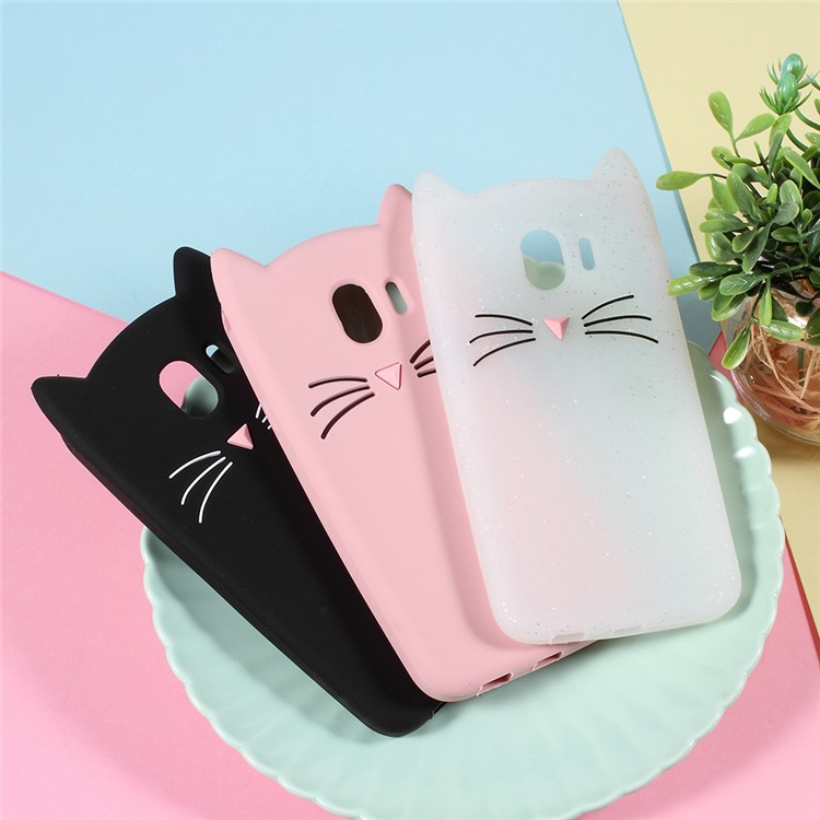 3D Moustache Cat Silicone Cover Case for Samsung Galaxy J4 (2018) - Black-4