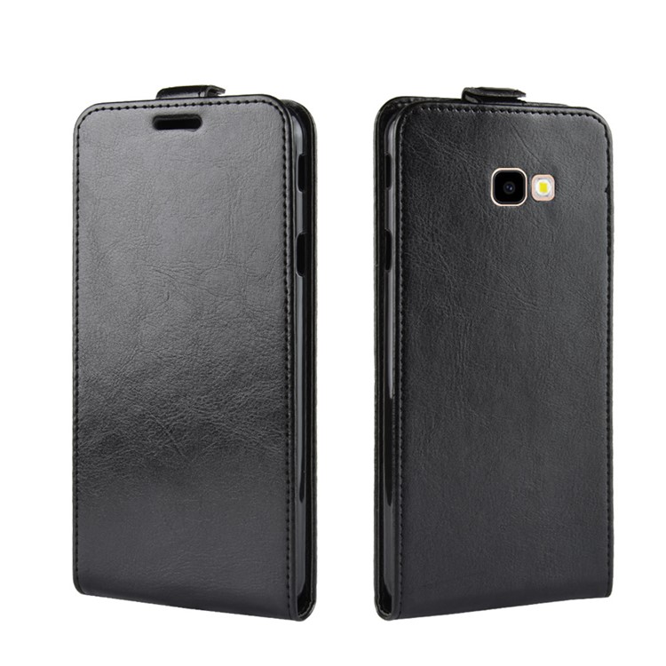 For Samsung Galaxy J4+ Crazy Horse Vertical Flip Leather Phone Case with Card Slot - Black-2