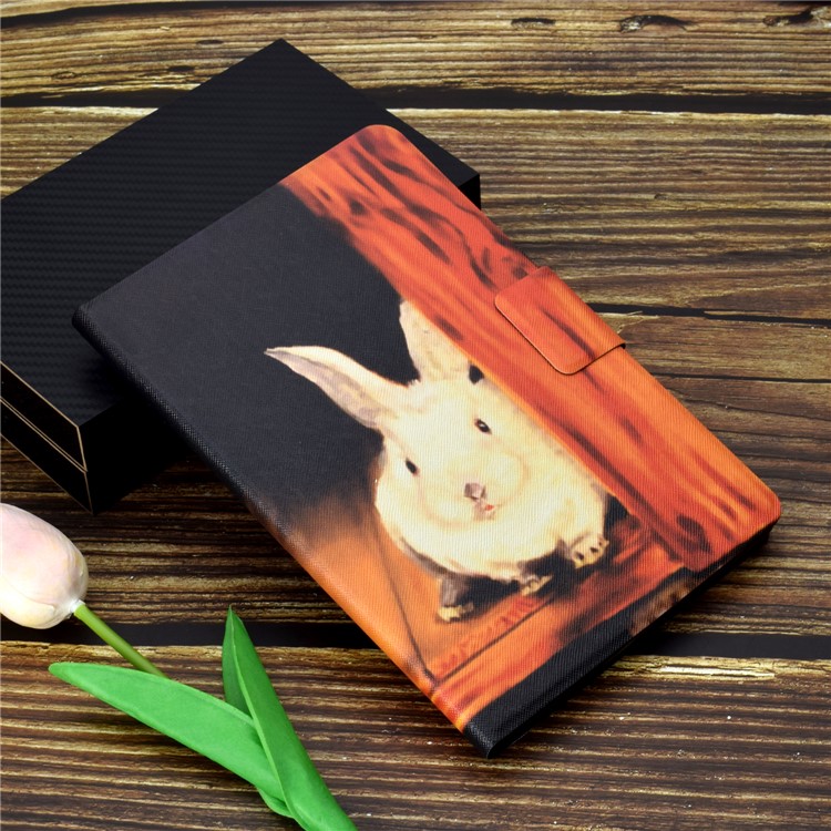 Pattern Printing Leather Stand Case for Samsung Galaxy Tab A 10.5 (2018) T590 T595 - Cute Rabbit-8