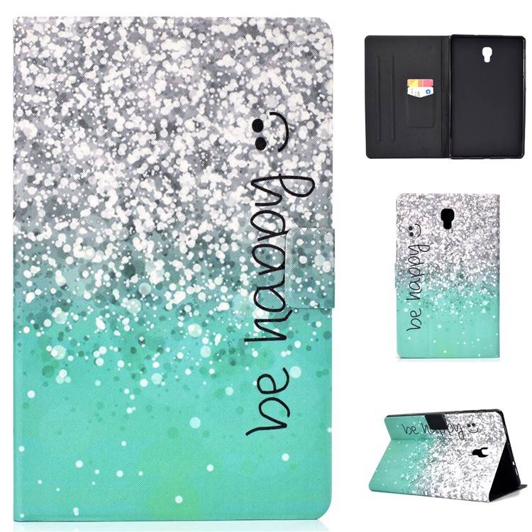 

Pattern Printing Leather Stand Cover Case for Samsung Galaxy Tab A 10.5 (2018) T590 T595 - Be Happy, Galaxy Tab A 10.5 (2018) T590 T595