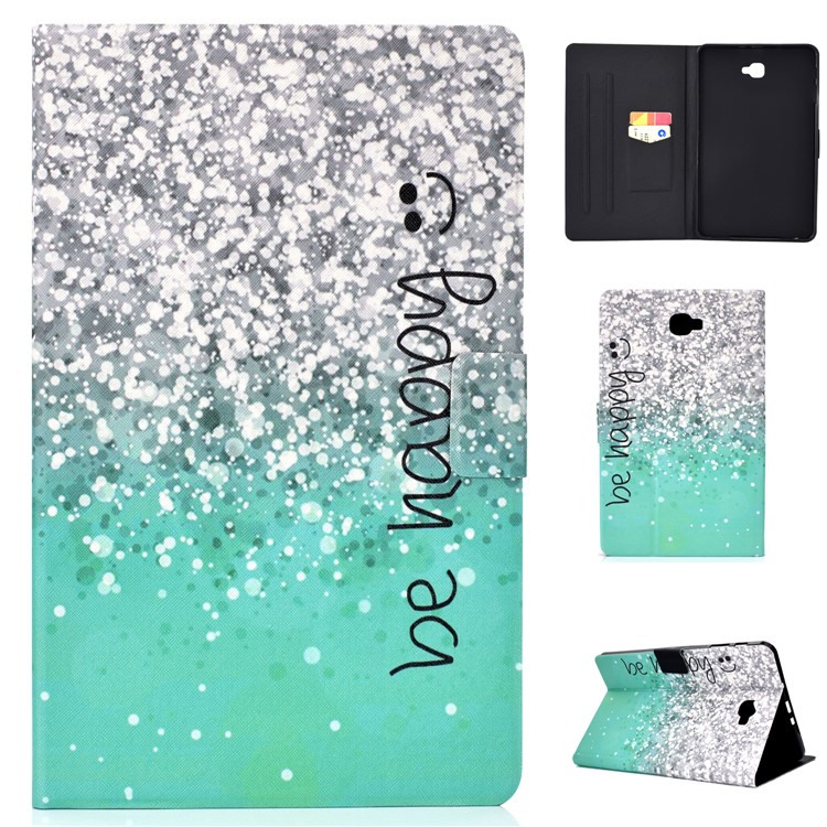 

Pattern Printing Leather Stand Shell Case for Samsung Galaxy Tab A 10.1 (2016) T580 T585 P580 - Be Happy, Galaxy Tab A 10.1 (2016)