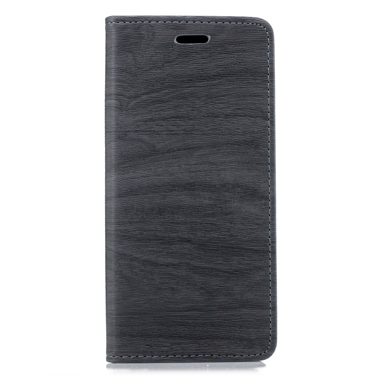 

Wood Texture Leather Auto-absorbed Card Holder Phone Cover for Samsung Galaxy J6+ - Grey, Galaxy J6+