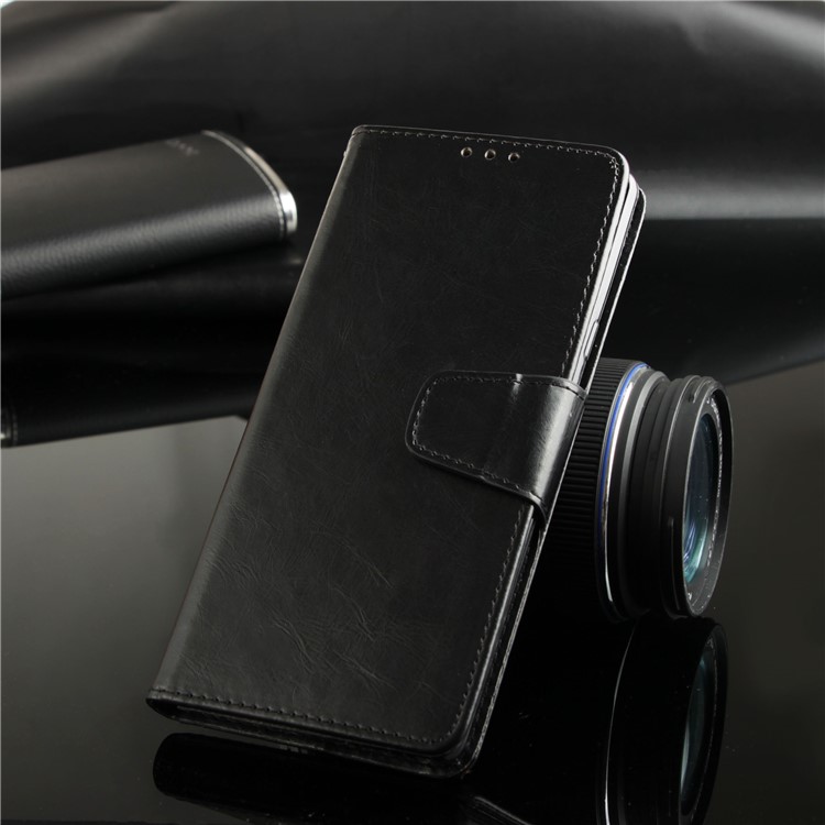 Vintage Oil Buffed PU Leather Protection Case for Samsung Galaxy J6+ / J6 Prime - Black-8