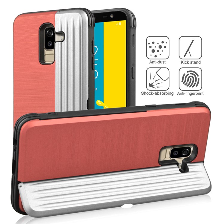 Pc tpu двухслойный гибридный мобильный телефон с подставкой и слотом для samsung galaxy j8 (2018) / галактика on8 в индии - розовый / серебряный