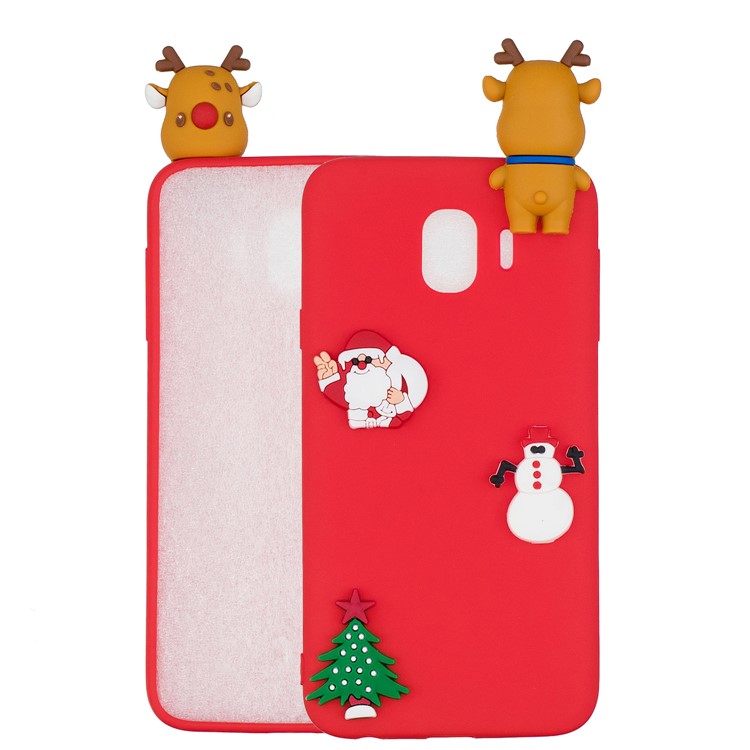 

3D Pattern TPU Cover Shell Christmas Element for Samsung Galaxy J4 (2018) - Red Background with Snowman, Galaxy J4 (2018)
