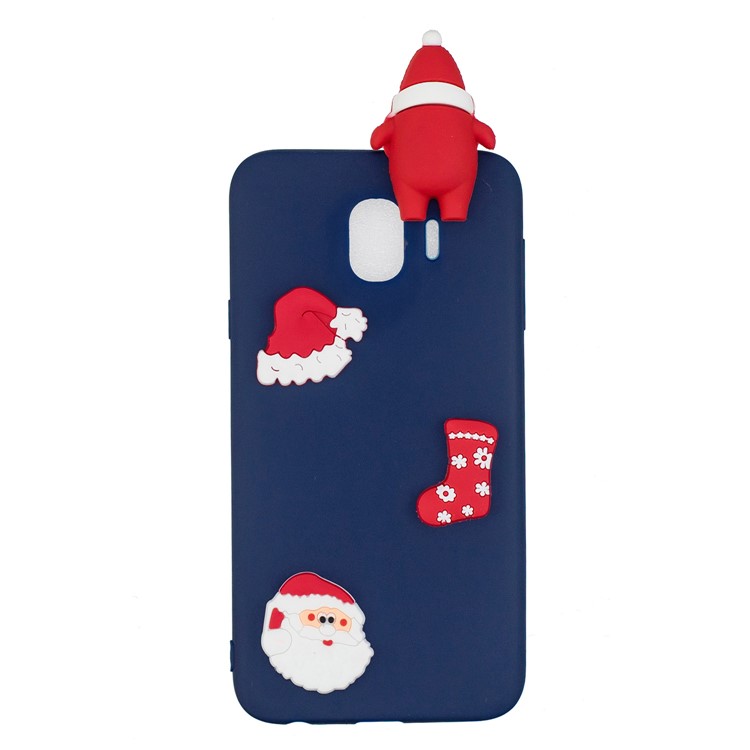 3D Pattern Christmas Element TPU Mobile Phone Cover for Samsung Galaxy J4 (2018) - Blue Background with Christmas Hat-2